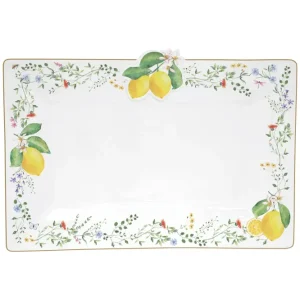 Easy Life Vassoio porcellana 36x24 cm Collezione Fleurs et citrons