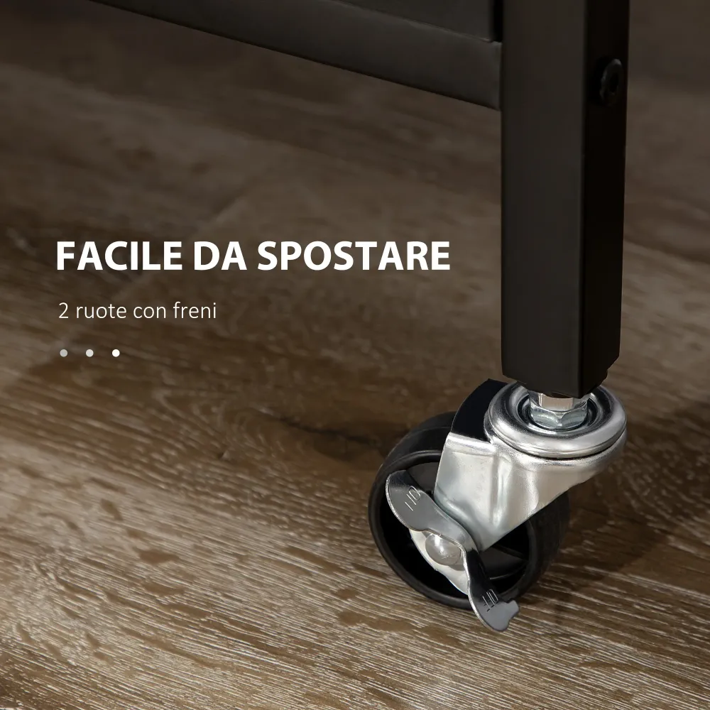 Easycomfort Carrello da Cucina 3 Livelli con 2 Ruote, Cesto Estraibile e Vassoio, 75x43.5x91 cm, color Legno e Nero