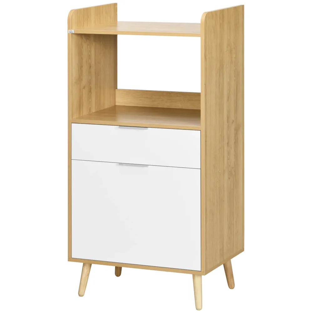 Easycomfort Mobiletto per Microonde Truciolato con Ripiano Superiore, Cassetto Scorrevole e Armadietto, 58x40x118 cm