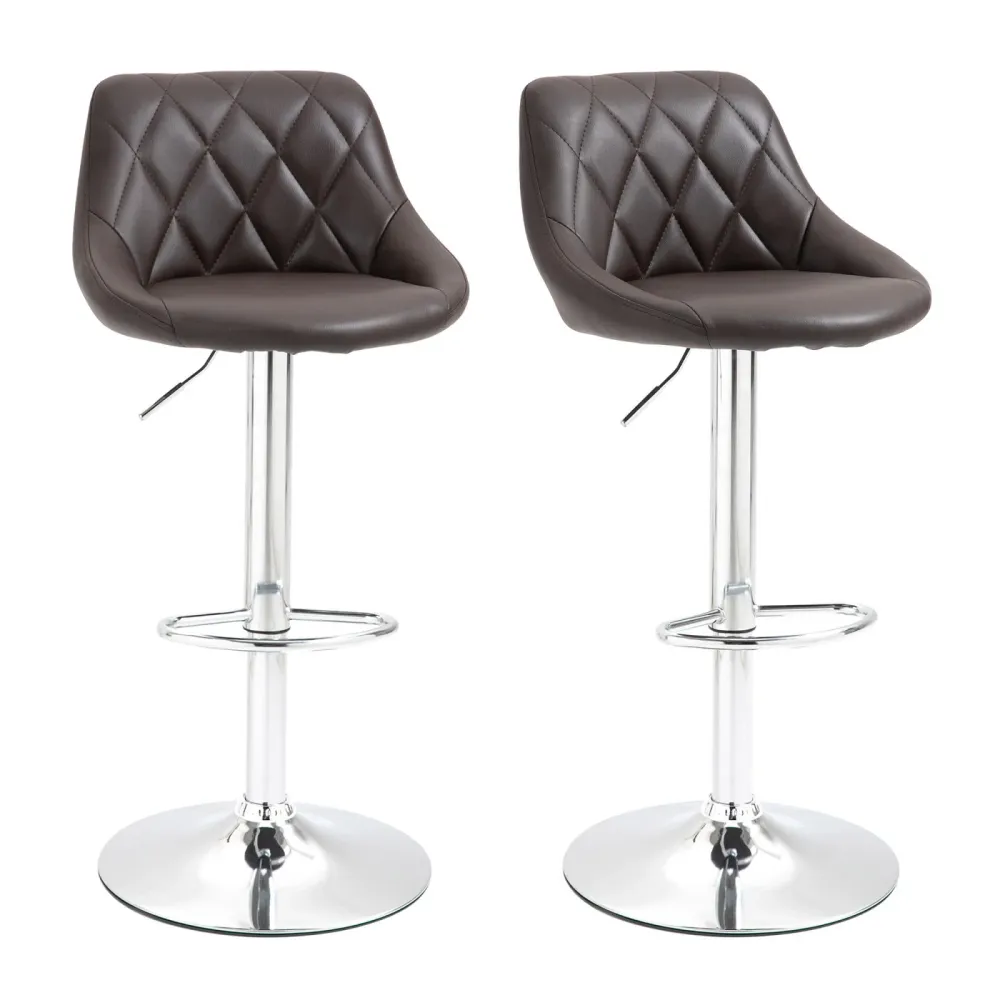 EASYCOMFORT Set 2 Sgabelli da Bar di Design Girevoli con Altezza Regolabile - Marrone