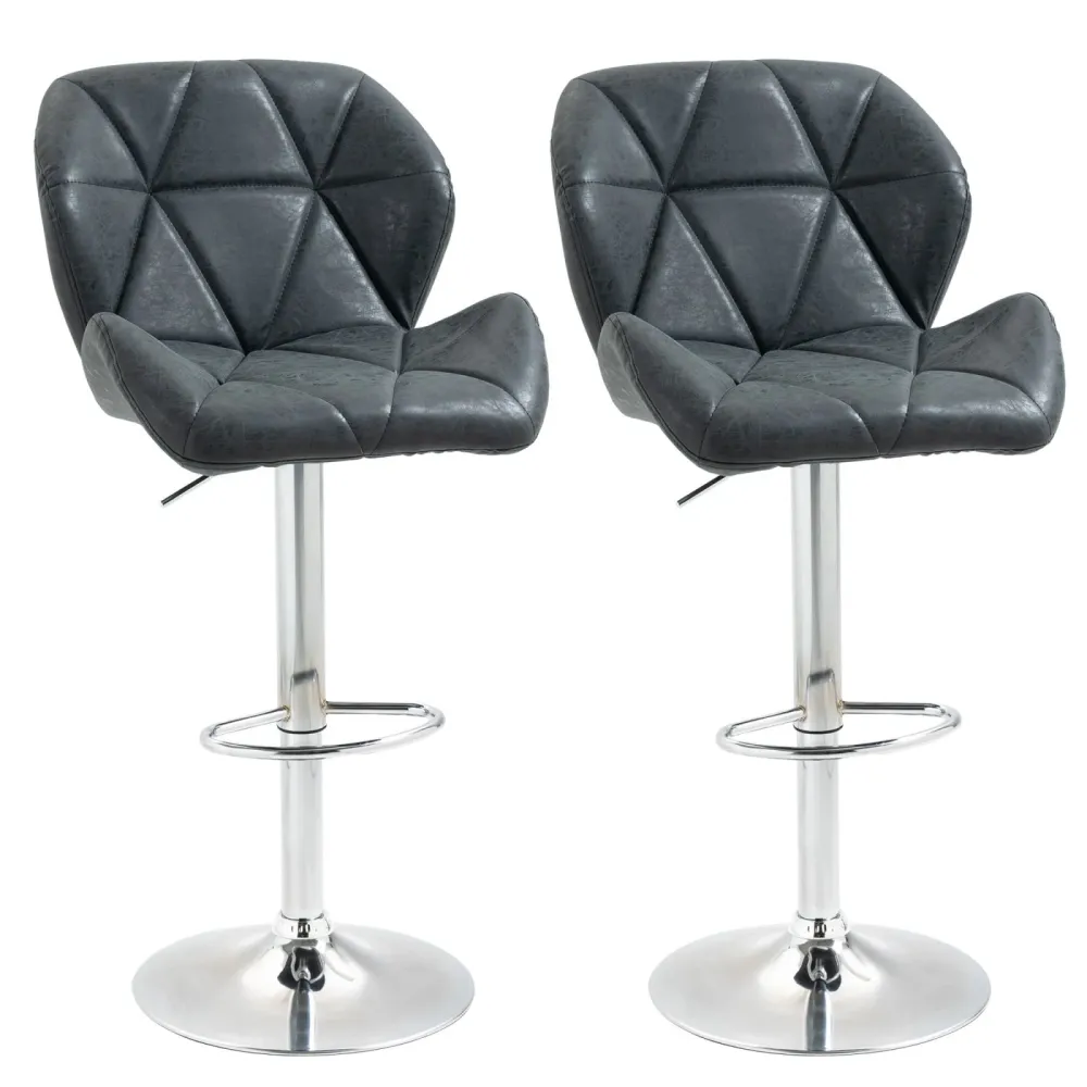 EASYCOMFORT Set 2 Sgabelli da Bar Girevoli con Altezza Regolabile, Rivestimento Similpelle e Base Rotonda - Nero