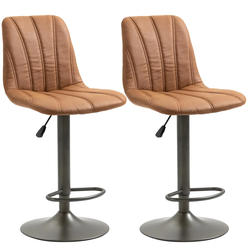 EASYCOMFORT Sgabello Regolabile Vintage da Bar e Cucina, Set 2 Pezzi con Poggiapiedi, Base Acciaio e Rivestimento Pelle 45...