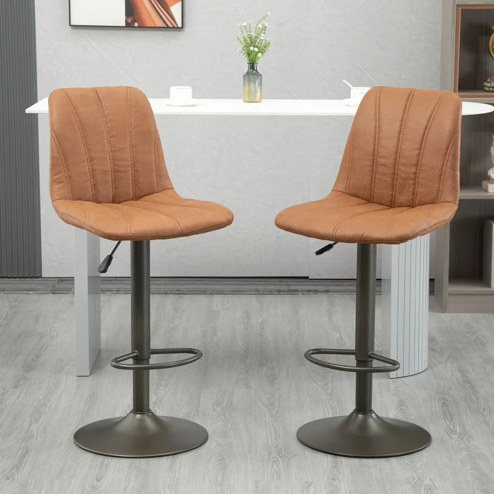 EASYCOMFORT Sgabello Regolabile Vintage da Bar e Cucina, Set 2 Pezzi con Poggiapiedi, Base Acciaio e Rivestimento Pelle 45...