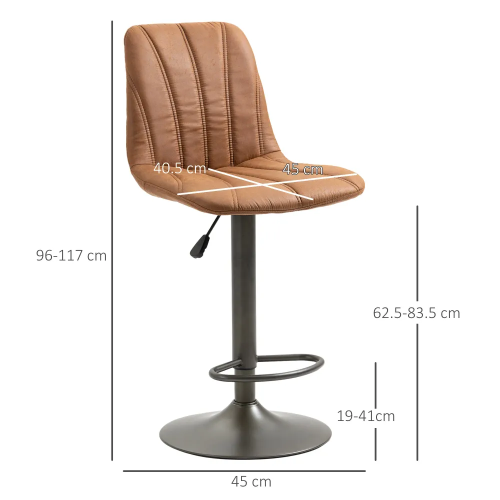 EASYCOMFORT Sgabello Regolabile Vintage da Bar e Cucina, Set 2 Pezzi con Poggiapiedi, Base Acciaio e Rivestimento Pelle 45...