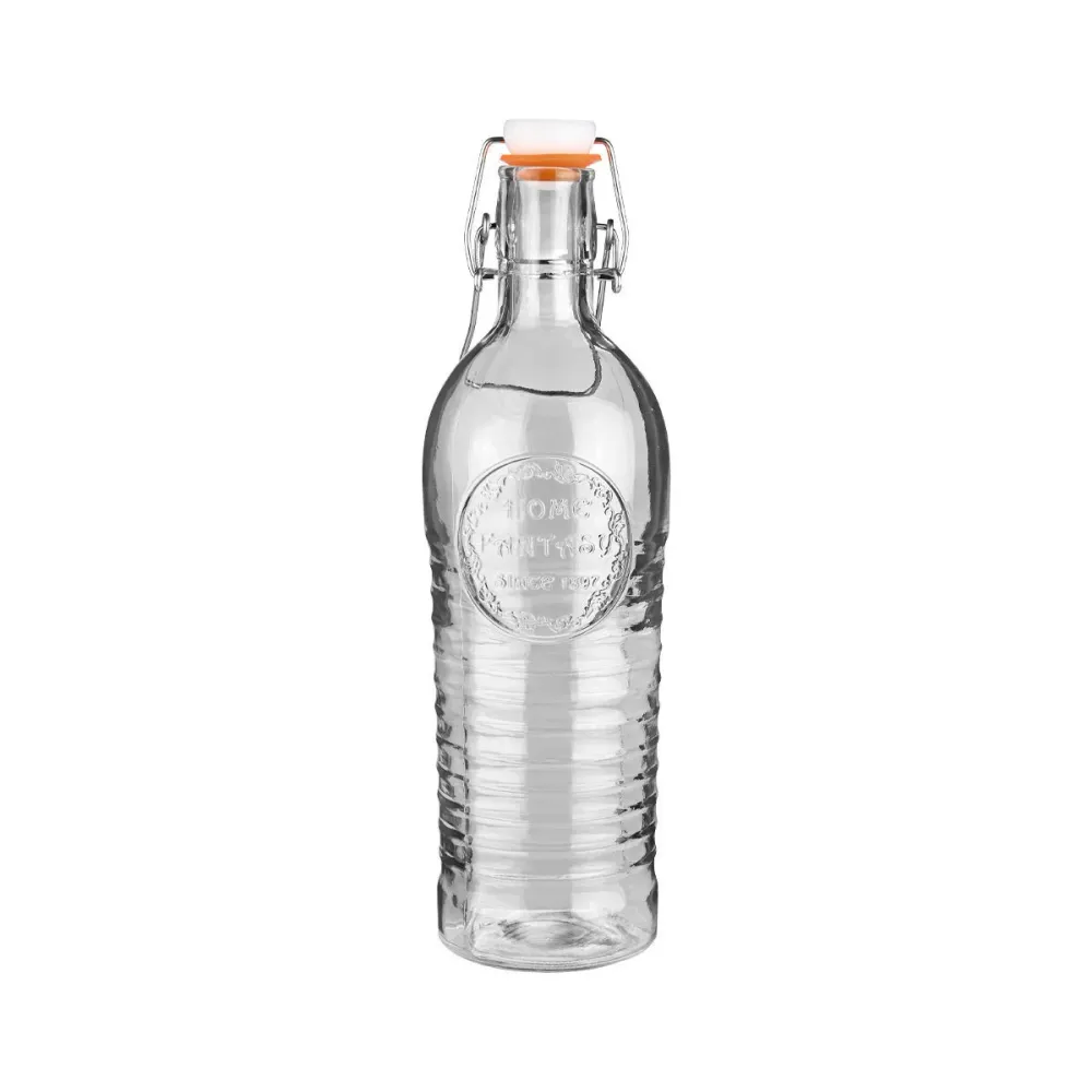 Estia Home Bottiglia vetro con clip metallico 1100 ml