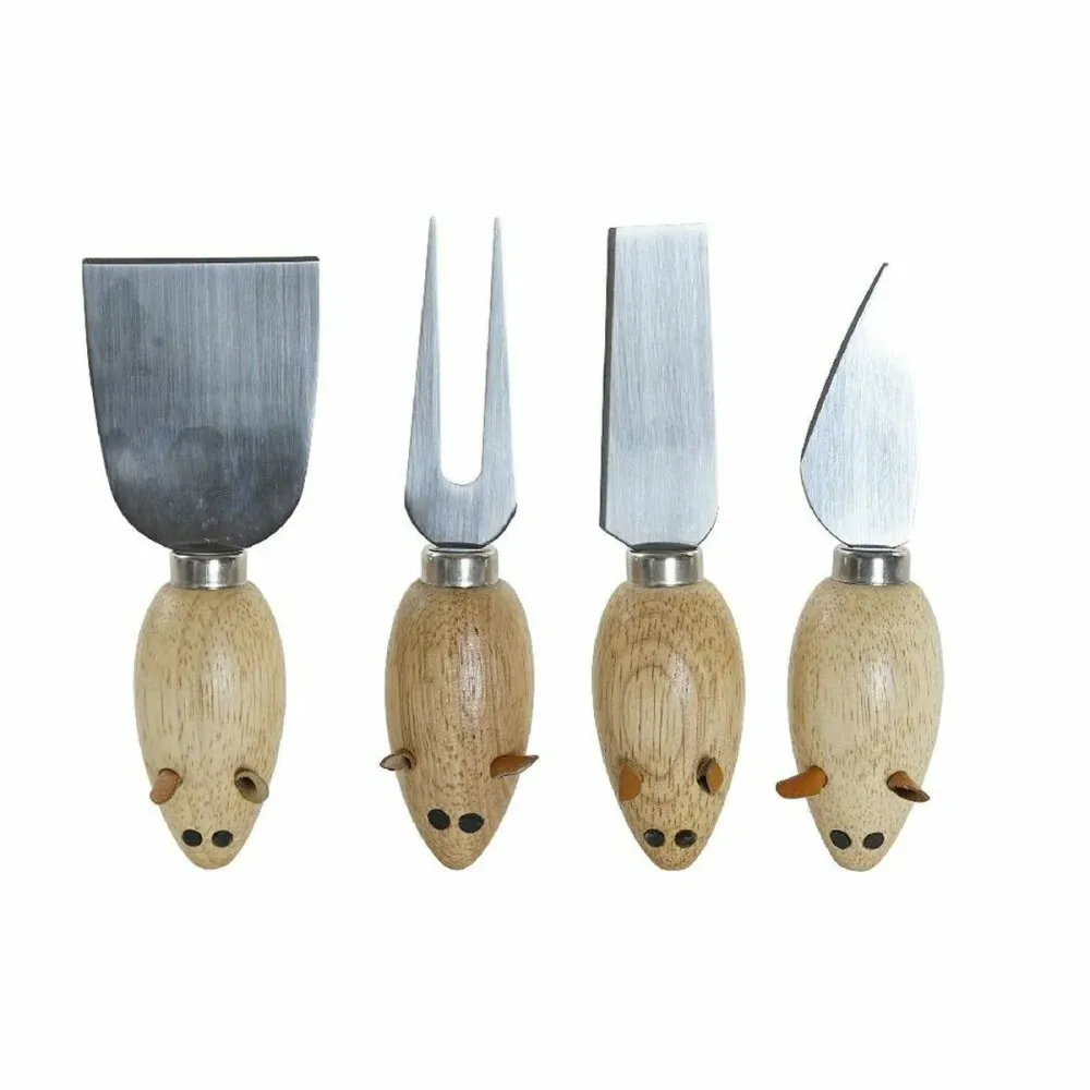 Facas de Queijo DKD Home Decor Prateado Natural ço inoxidável Pinheiro