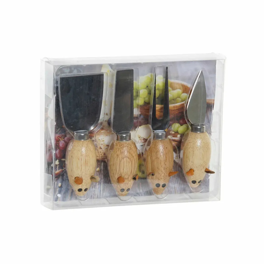 Facas de Queijo DKD Home Decor Prateado Natural ço inoxidável Pinheiro