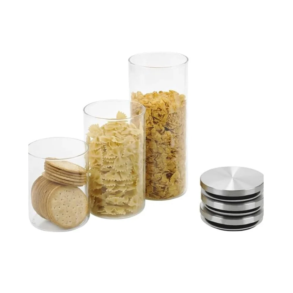 Set 3 Barattoli Vetro Ermetici 650ml 950ml 1400ml Cucina FERCASASHOP