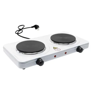 Fornello Elettrico Doppia Piastra Ghisa Temperatura Regolabile Portatile da Viaggio e Campeggio 2000 W