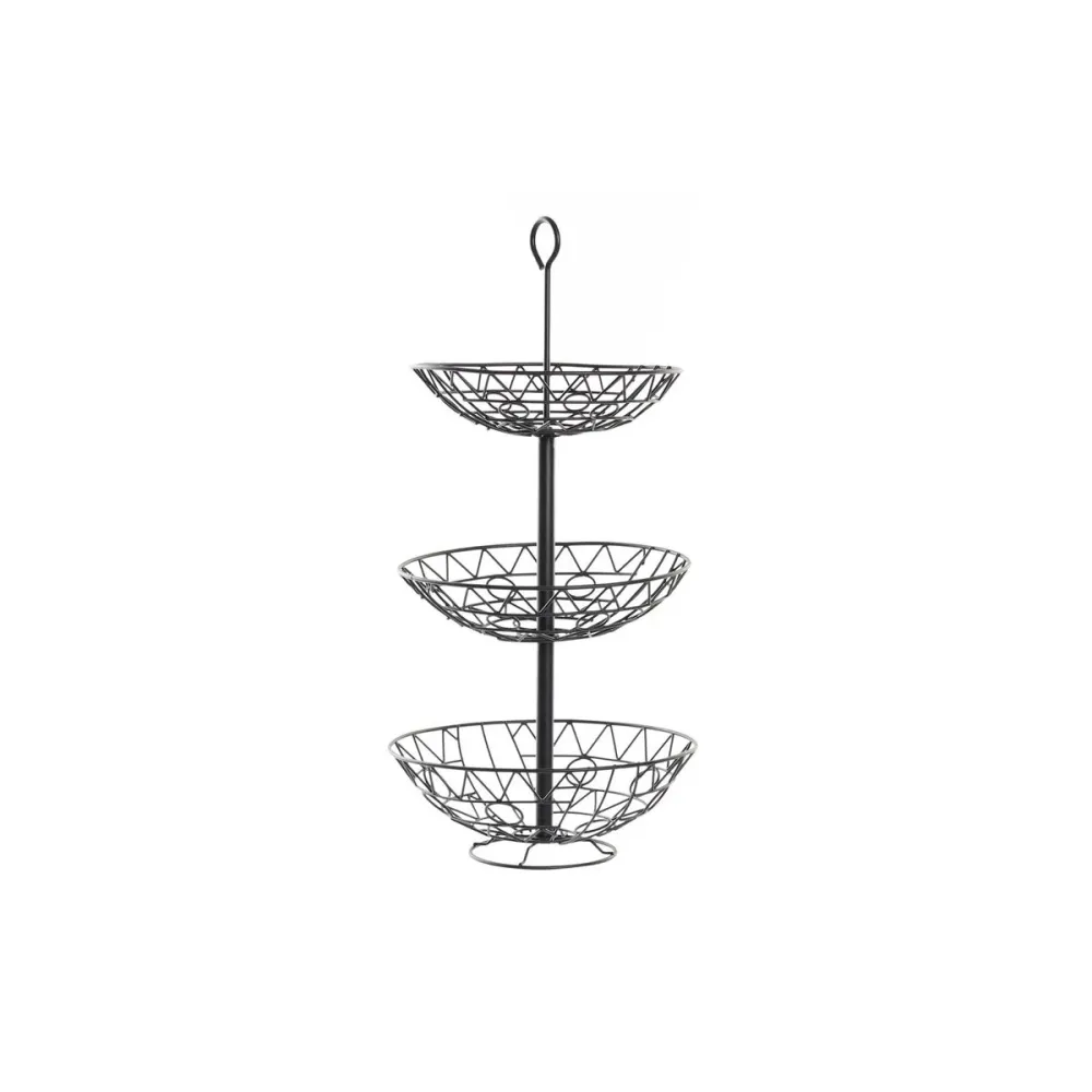 Fruteira DKD Home Decor Preto Metal Geométrico 28 x 28 x 58 cm