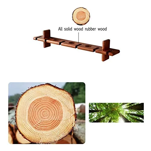 GJX Mensole Mensola da Muro Portabottiglie da Vino Legno E Supporto Vetro Parete, 6 Portautensili Stelo Lungo, 810x110x159mm