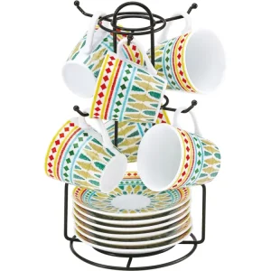 Grace caffe' con piattini e appendino set da 6 tazze