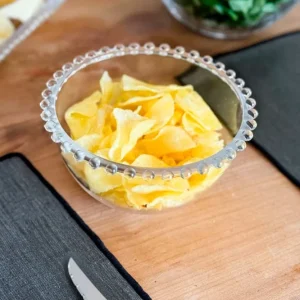Grande ciotola di vetro con bordo palline