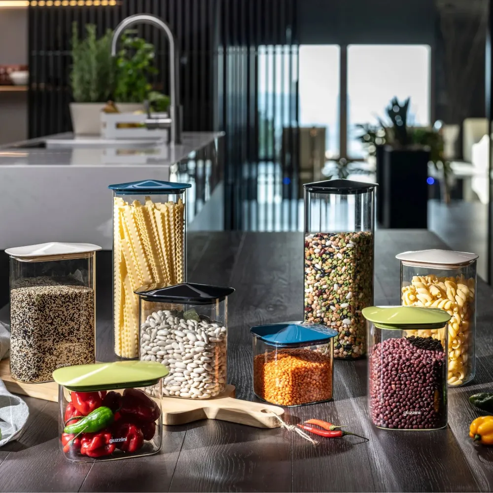 GUZZINI Barattolo Rettangolare Vetro M 1L Fresh & Style Nero