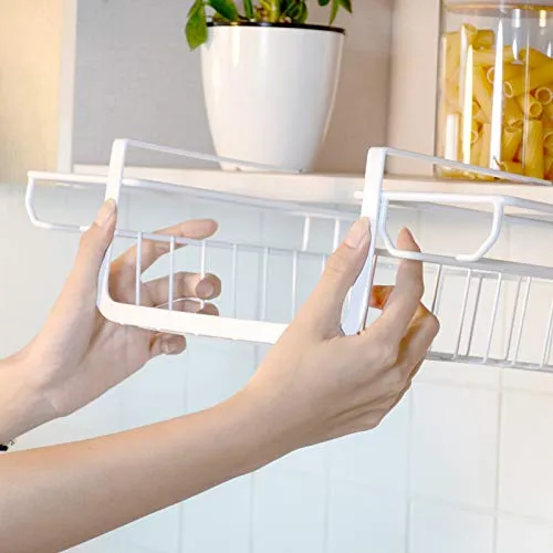 Hchao Lo scaffale per Bicchieri da Vino sotto l'armadio, Lo scaffale Senza Chiodi sotto Il Laminato, la Vernice per Cottur...