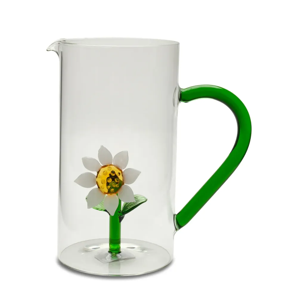 Henriette Brocca vetro borosilicato con fiore "Treasure" D11xH17.5 cm