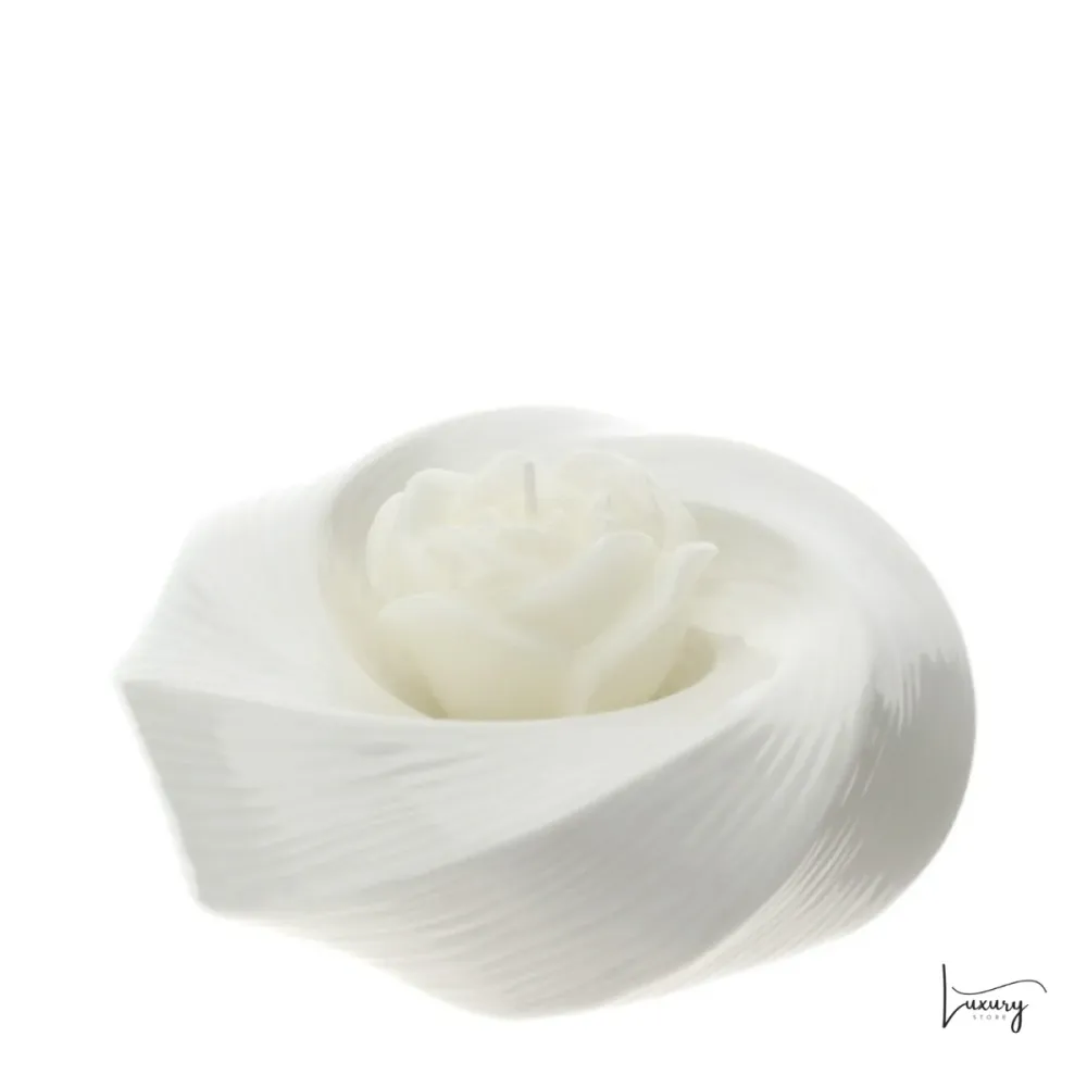 Hervit Ciotola Nest porcellana bianca con candela