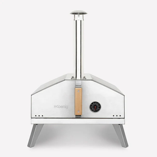 Ⓜ️🔵🔵🔵 H.Koenig GINO440 - Forno pizza da 450°C gas da esterno, ALTISSIMA QUALITÀ, tutto ACCIAIO INOX e manico legno, PIETRA...