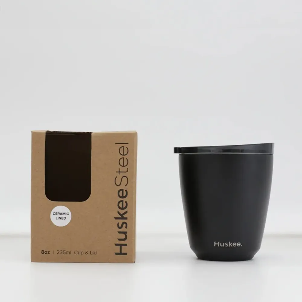 Huskee Stål tazza 235 ml – tazza da caffè sostenibile nera