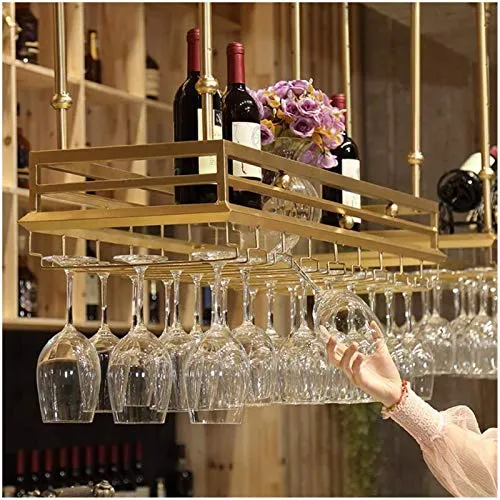 Portabicchieri da vino, Portabottiglie da appendere, Acciaio inossidabile capovolto, Portabottiglie multifunzionale per bi...
