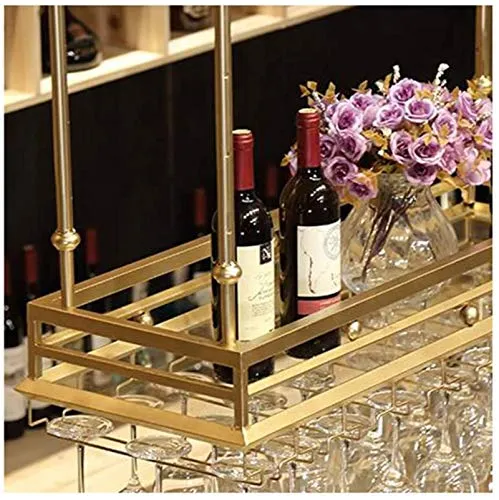 Portabicchieri da vino, Portabottiglie da appendere, Acciaio inossidabile capovolto, Portabottiglie multifunzionale per bi...