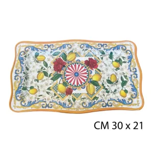 Ibct - Vassoio Rettangolare Melamina Carretto Siciliana 30x21 cm