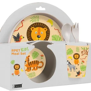 I-drink Set di stoviglie Animals – set da 5 pezzi, 21,0 × 24,2 × 9,5 cm, plastica (rPET), lavabile lavastoviglie