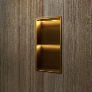 Imex - Nicchia Marshall con ripiano e LED oro spazzolato