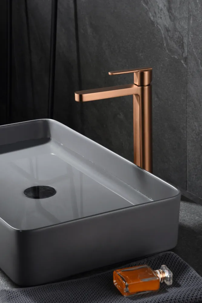 Imex – Roma rubinetto monocomando per lavabo alto oro rosa spazzolato