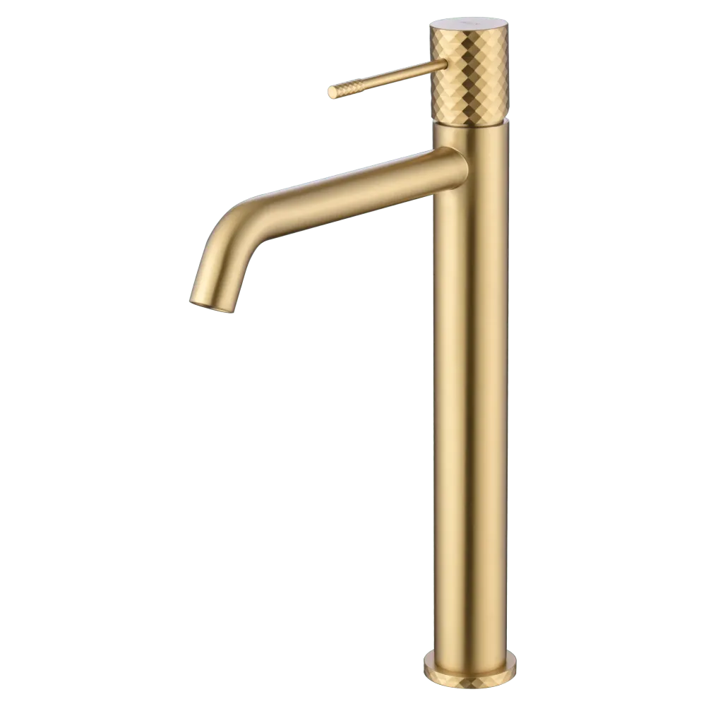 Imex – Rubinetto monocomando alto per lavabo Genova oro spazzolato