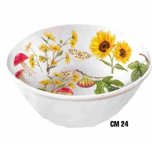 Insalatiera fonda 24xh.9cm melamina decoro fiori e frutta