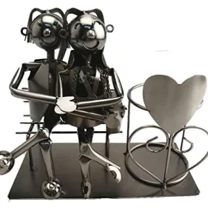 Ito electronics Porta bottiglie di vino con coppia su una panchina e cuore, ideale come regalo di matrimonio