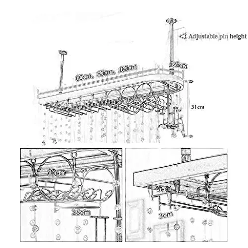 JHGJBJ Titolare vitivinicolo Europeo Ottone cremagliera Hanging bancone del Bar casa armadietto del Vino di Vetro di Vino...