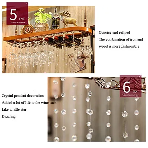 JHGJBJ Titolare vitivinicolo Europeo Ottone cremagliera Hanging bancone del Bar casa armadietto del Vino di Vetro di Vino...
