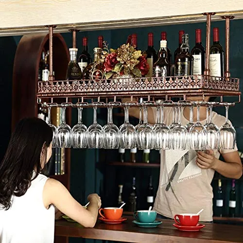 JHGJBJ Vino 80x35cm Appeso cremagliera Braccio Regolabile Bicchiere di Vino delle Famiglie Testa Giù Vino cremagliera Vino...