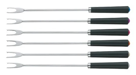 Kela Forchette per fonduta Morena – set da 6, 24,5 cm, acciaio inossidabile, nero, per fonduta al formaggio