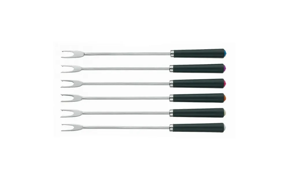 Kela Forchette per fonduta Morena – set da 6, 24,5 cm, acciaio inossidabile, nero, per fonduta al formaggio