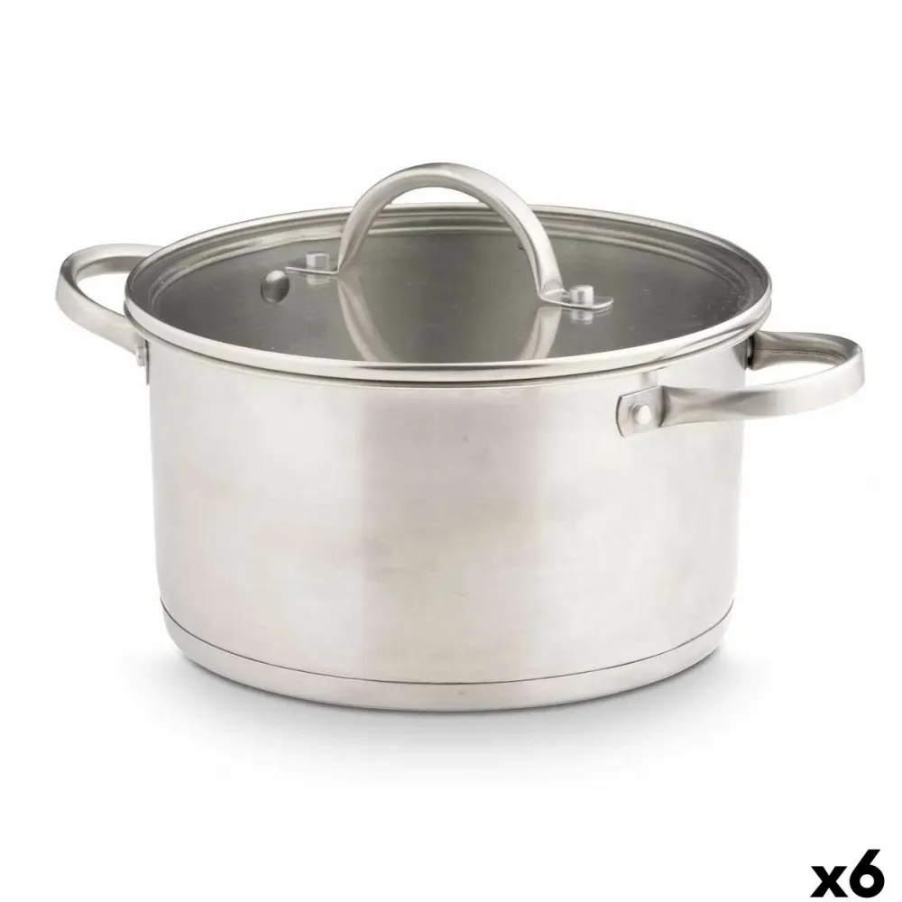 Casseruola con coperchio vetro Kinvara Argentato 3,8 L 29 x 12 x 22 cm 29 x 16 x 22 cm Induzione (6 Unità)
