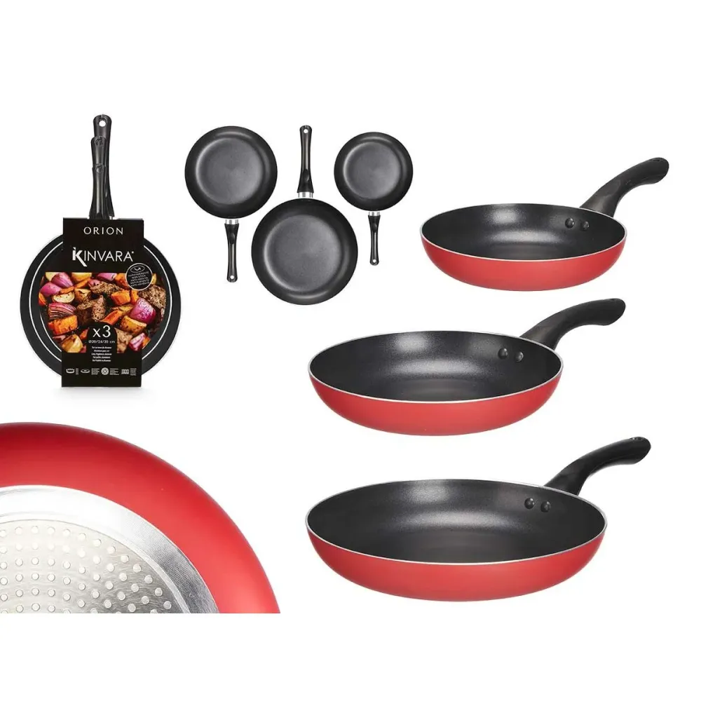 Set di padelle Kinvara Nero Rosso Alluminio Bachelite 20 x 4 cm 28 x 5 cm 24 x 4,5 cm 28,5 x 46 x 14,5 cm (6 Unità)