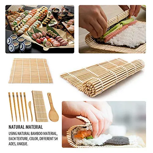 Kit per fare sushi bambù, 9 pezzi, tappetino arrotolare il sushi,...