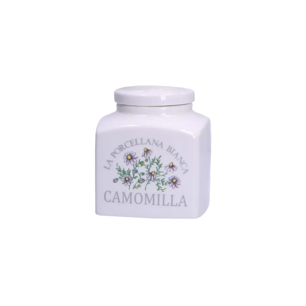 LA PORCELLANA BIANCA Barattolo conserva camomilla porcellana H11cm