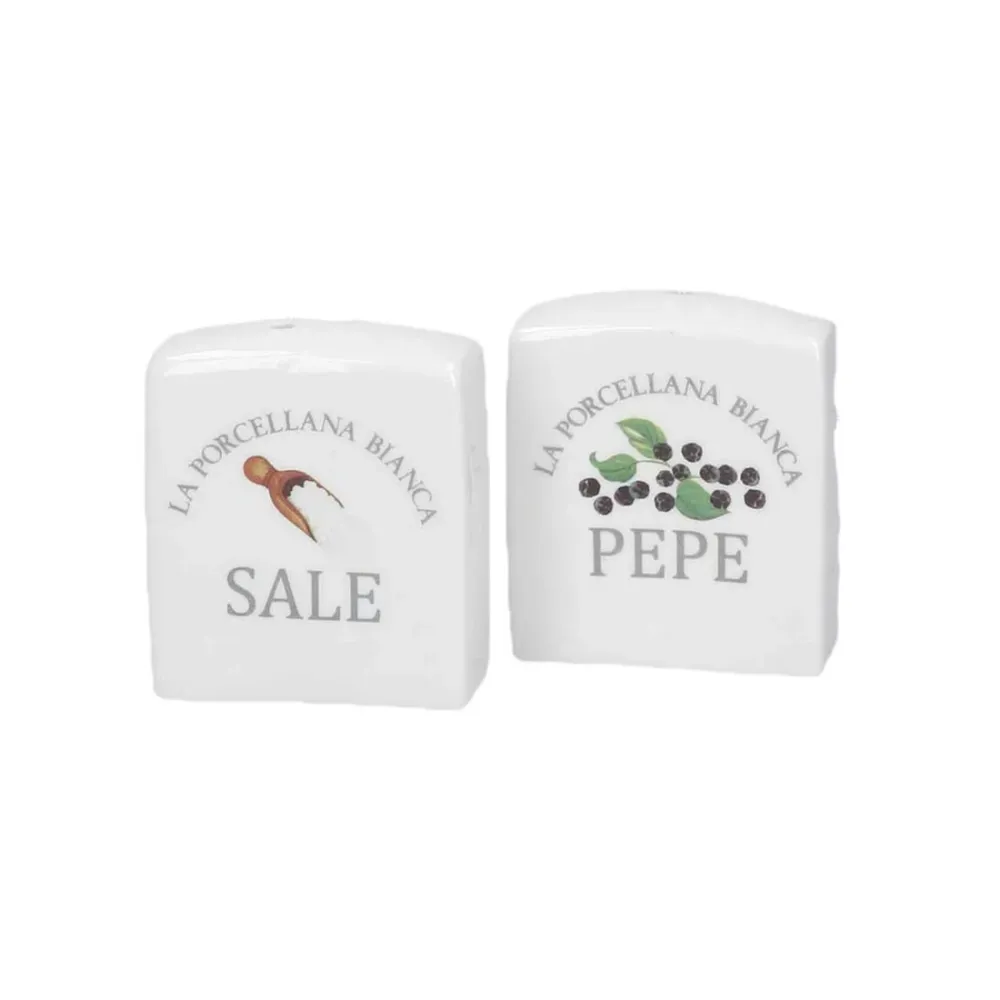 LA PORCELLANA BIANCA Set sale e pepe decorato CONSERVA porcellana 3x6x6,5 cm