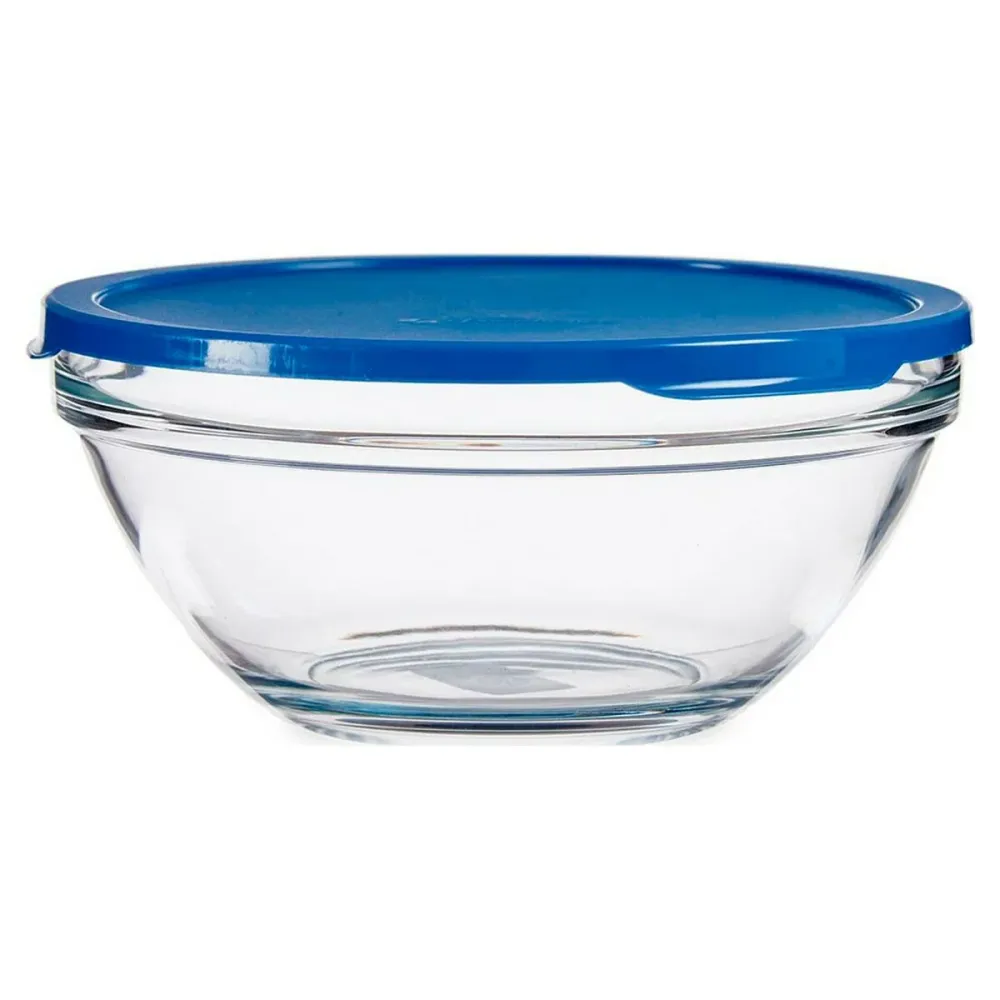 Lancheira Redonda com Tampa Azul Transparente 23,7 x 10,1 x 23,7 cm Plástico Vidro 2,5 L