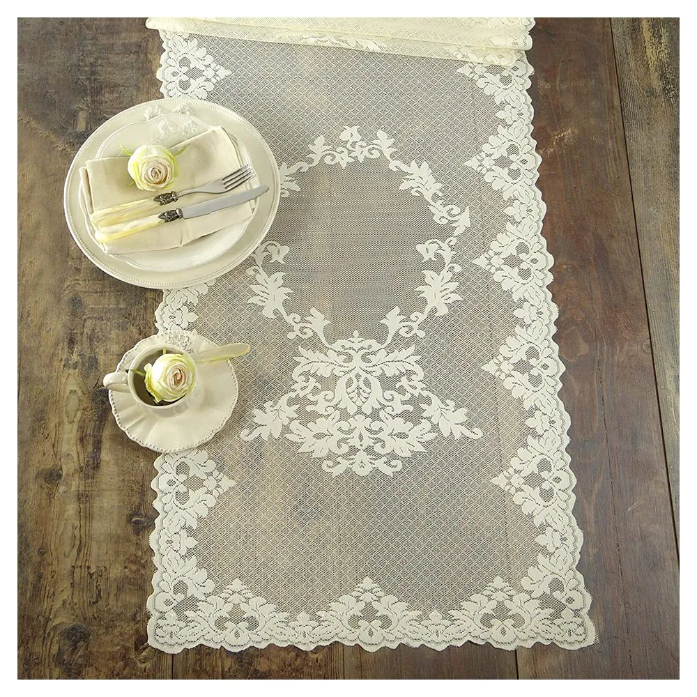 L'ATELIER 17 Set due tovagliette rettangolari pizzo con motivo damascato ricamato, Shabby Chic "Aurore" 50x40 cm 3 varianti