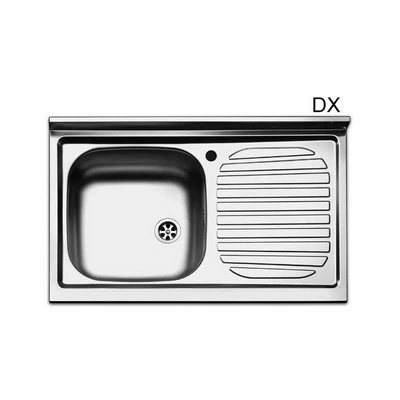 Lavello Appoggio Acciaio Inox Con 1 Vaschetta- Cm. 80 Gocciolatoio Sx- Apell- Pezzi 1