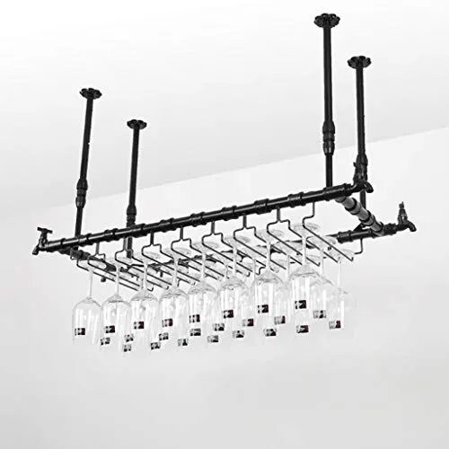 LCSD Rack di Vino Scaffali Vino Cremagliera Calice, Controsoffitto Metallico Calice Appeso Vettore Bottiglia di Vetro Tela...