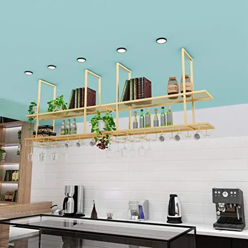 LIYANJJ Espositore per Bicchieri da Vino Capovolto Appeso soffitto Decorazione Scaffale con Ganci multifunzionali tè Tazze...