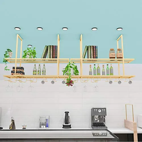 LIYANJJ Espositore per Bicchieri da Vino Capovolto Appeso soffitto Decorazione Scaffale con Ganci multifunzionali tè Tazze...