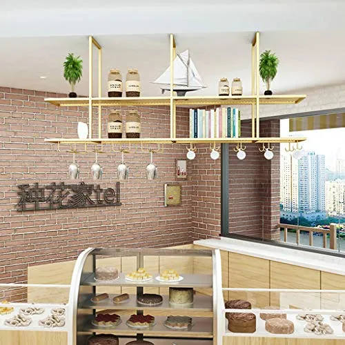 LIYANJJ Espositore per Bicchieri da Vino Capovolto Appeso soffitto Decorazione Scaffale con Ganci multifunzionali tè Tazze...