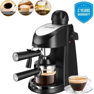 Macchina caffe espresso, Aicook 8 bar semiautomatica macchina 4-cup, Nero